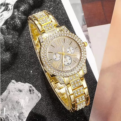 Full Diamond Bracelet Watch Suit Women's Quartz Watch Fashion Jewelry