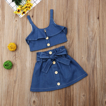 Children's clothing girls suspender skirt